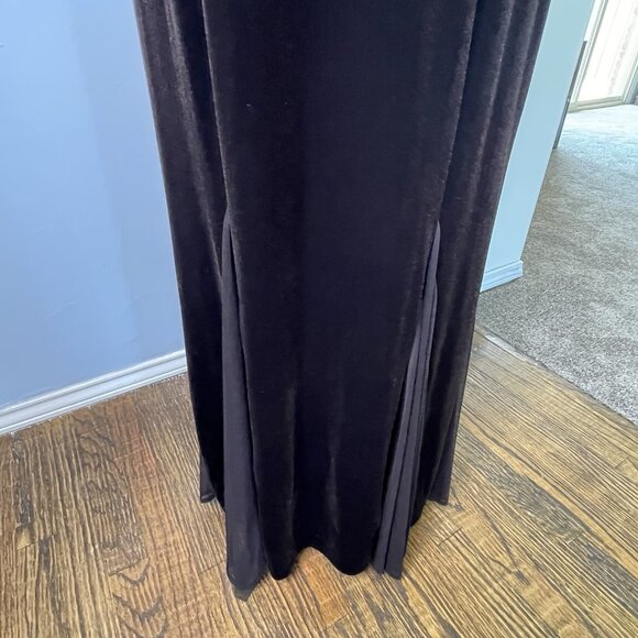 Dressbarn Collection Velvet Dress 14 Brown Beaded Long Maxi Formal Party Luxury - Picture 3 of 16